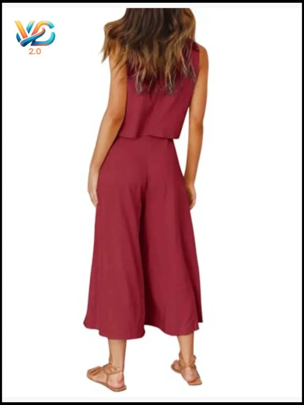 2 Piece Outfits Crop Top Wide Leg Pants Set Jumpsuit Summer Casual - Picture 4 of 6